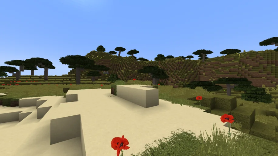 Vanilla Minecraft desert and savannah biome