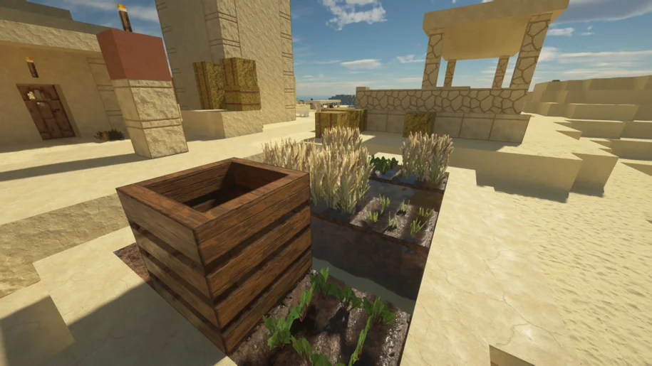Minecraft Desert Village farm with rotrBLOCKS and Complementary Shaders