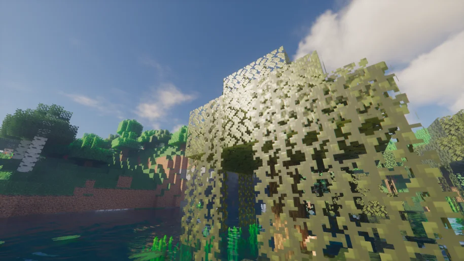 Minecraft swamp with the Simplista Texture Pack and Kappa Shaders