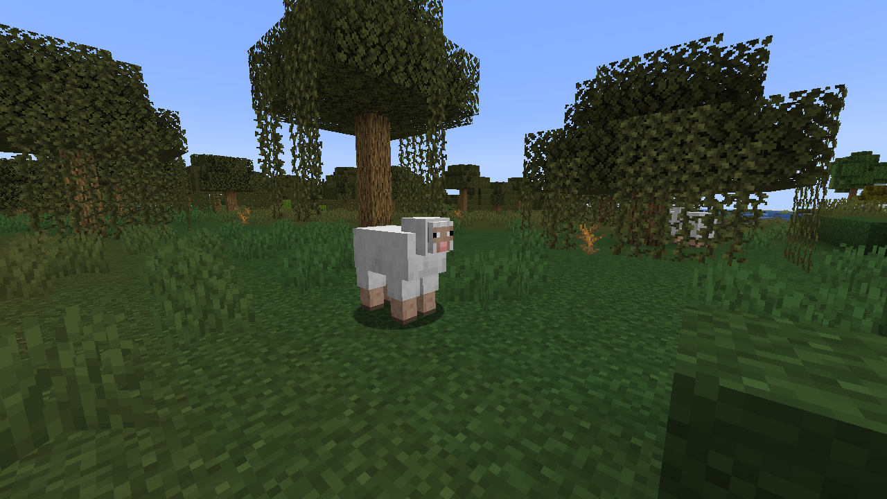 Sheep in a Minecraft swamp biome