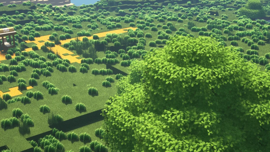 Minecraft Plains and Tree with SEUS PTGI Shaders and Luna HD