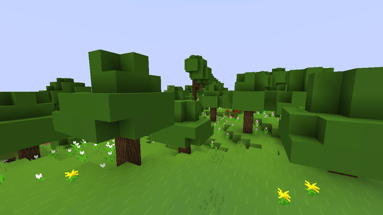 Minecraft forest with Bare Bones textures