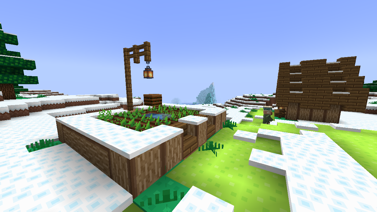 Snowy village in Minecraft with Aluzion PVP texture pack