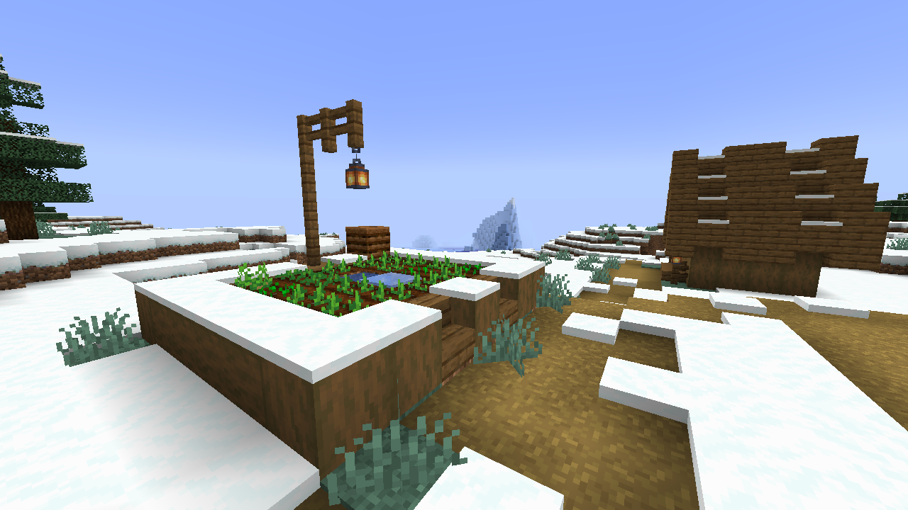 Snowy village in Minecraft