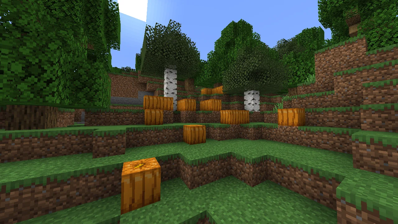 Minecraft forest with pumpkins