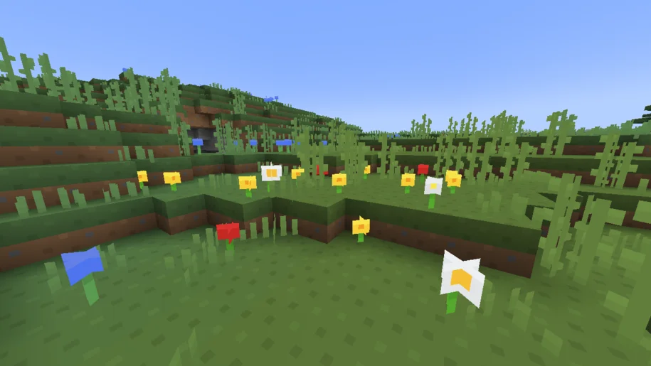 Minecraft flowers in a plains biome with Smoube textures
