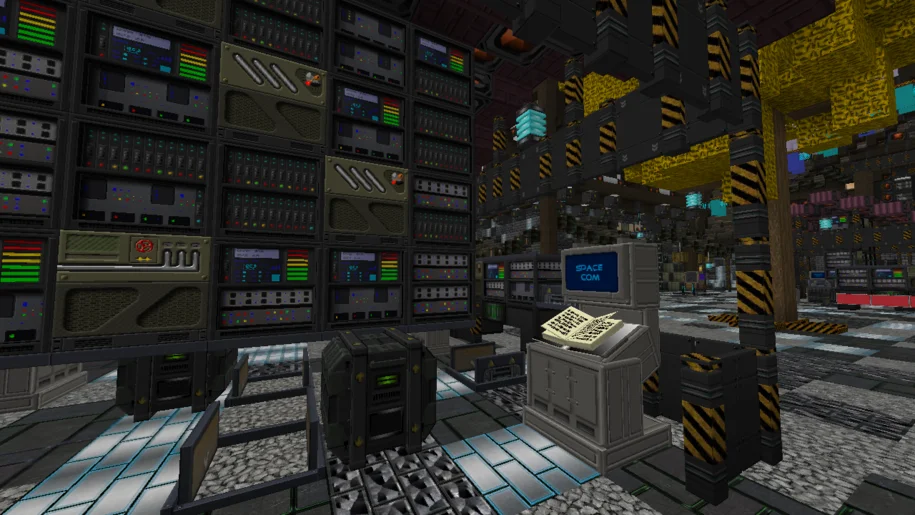 Minecraft library build with a lectern in the foreground with FutureSpace textures