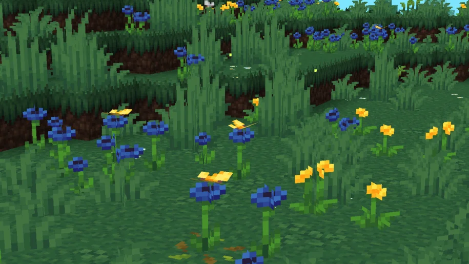 Minecraft flowers with butterflies with Haven texture pack