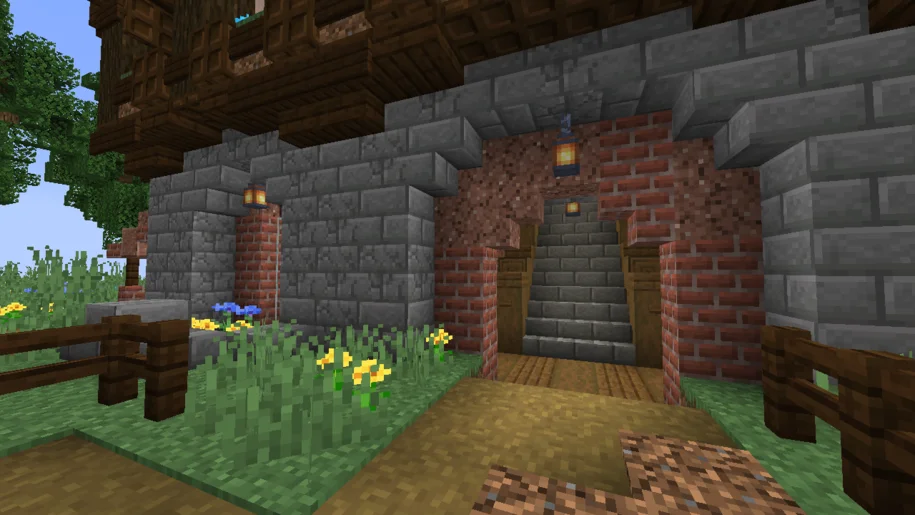 Entrance to a house in Minecraft