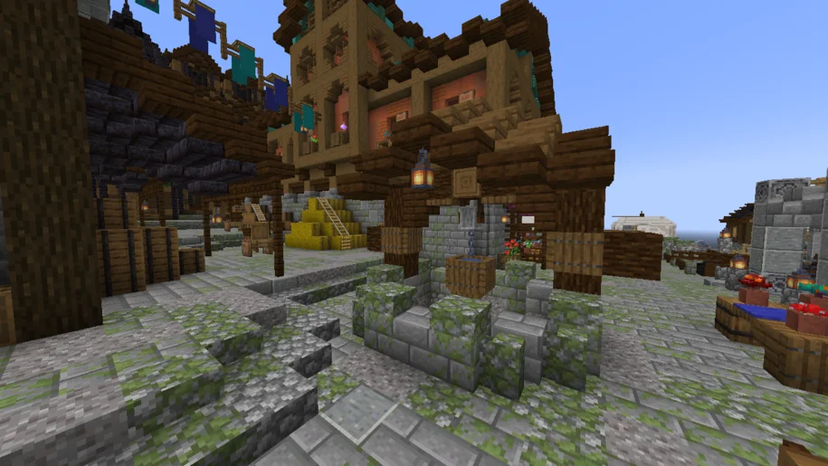 Market stand in a harbor in Minecraft