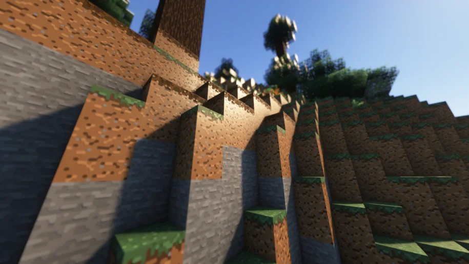 Hill in Minecraft with Roundista textures and Complementary Shaders