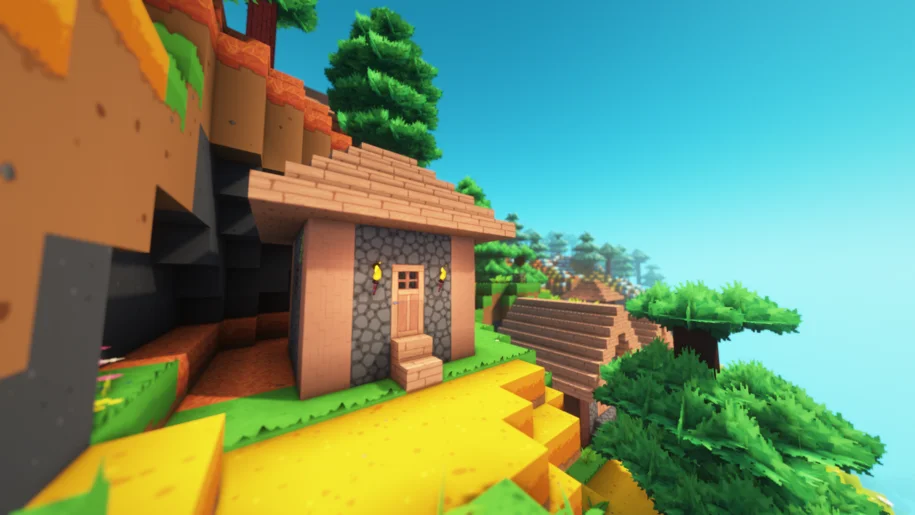 Minecraft village house with Tooniverse textures and Complementary Reimagined shaders