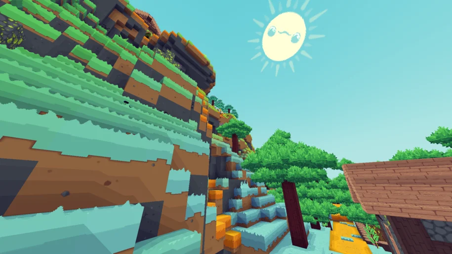 Mountain slope near a Minecraft village with Tooniverse textures
