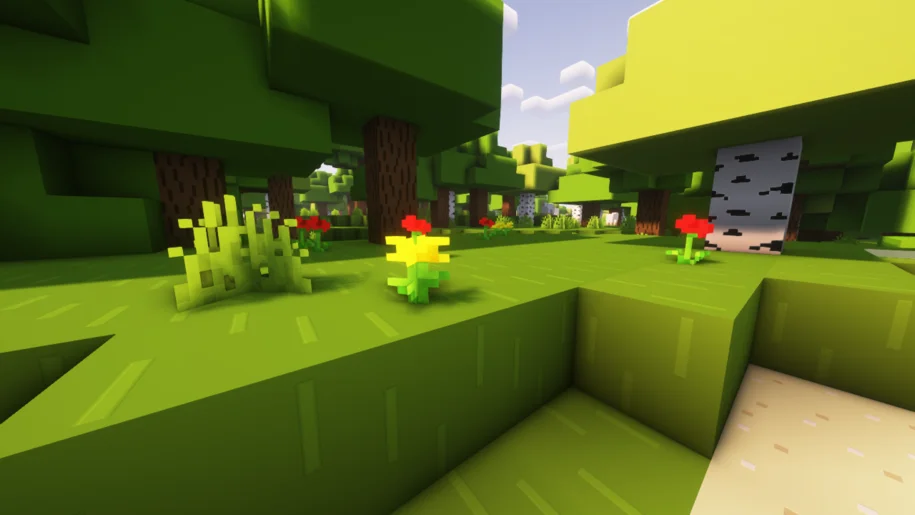 A forest in Minecraft with Bare Bones textures