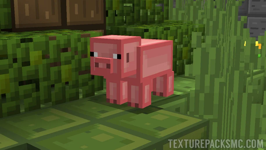 A pig in Minecraft with ShiNeaL's Simplastic texture pack