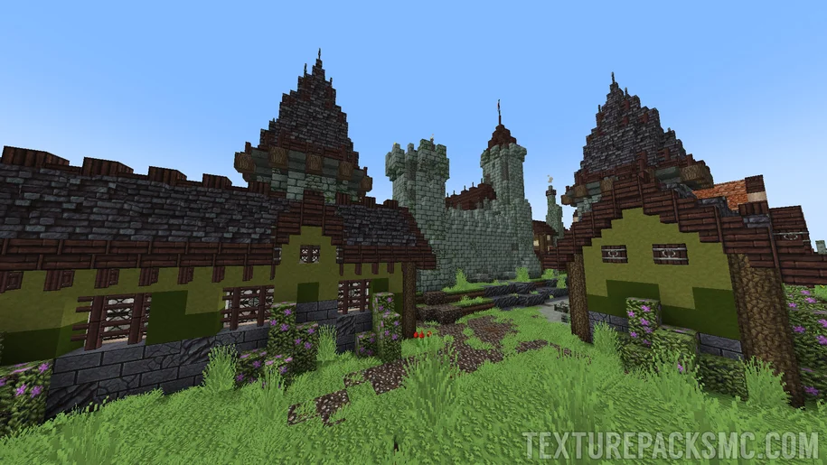 Medieval castle in Minecraft with the DokuCraft texture pack