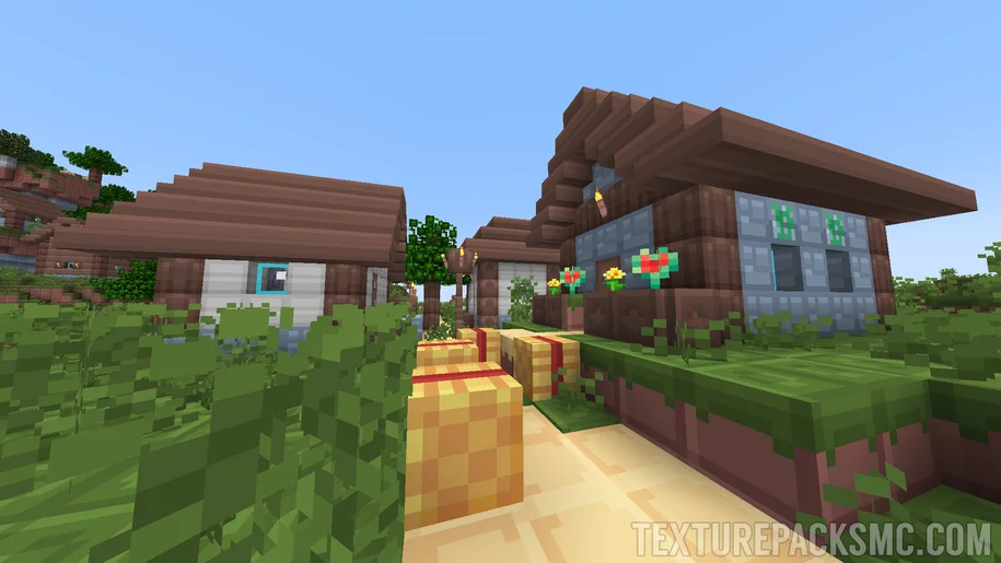 Minecraft plains village with Glazin texture pack