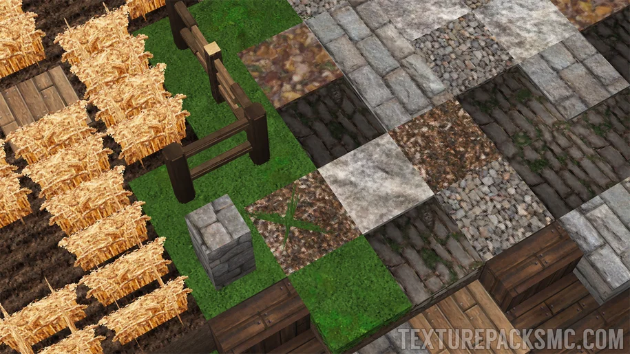 Natural textures in Minecraft with Winthor Medieval resource pack