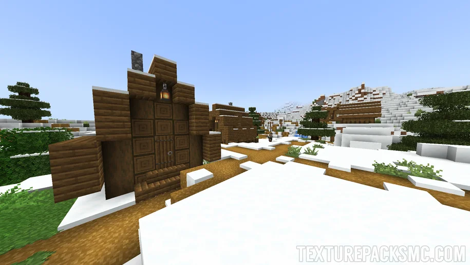 Snowy village in Minecraft with the Stay True resource pack