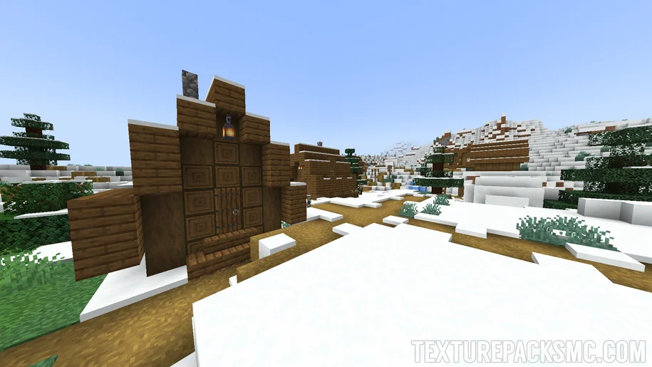 Snowy village in Minecraft