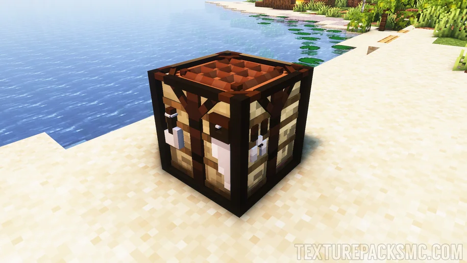 Crafting table in Minecraft with Enhanced 3D texture pack