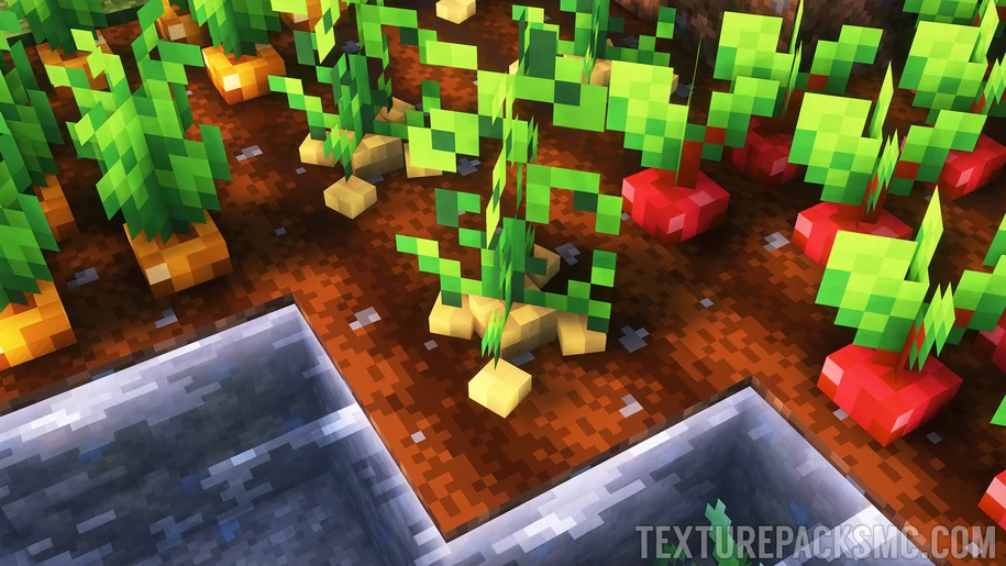 Crops in Minecraft with Crops 3D texture pack